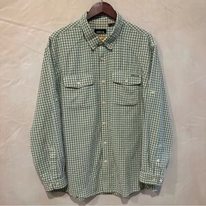 Orvis River Guide Shirt Men’s XL Gingham Green and White